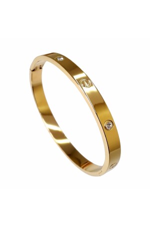 Goldfarbenes Damen-Handschellenarmband aus Stahl - 1