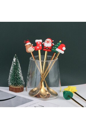 Goldfarbenes Dessertlöffel-Set mit Weihnachtsmotiv - 4