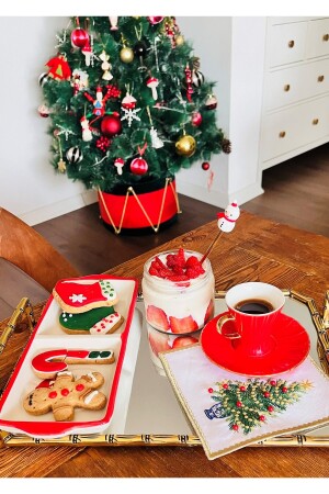 Goldfarbenes Dessertlöffel-Set mit Weihnachtsmotiv - 6