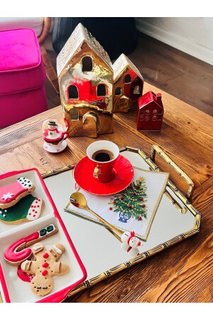 Goldfarbenes Dessertlöffel-Set mit Weihnachtsmotiv - 7