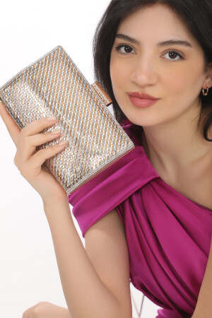 Goldfarbenes Glasstein-Kettenriemen-Abendkleid-Portfolio-Clutch-Damen-Abendtasche FRP0335 - 6