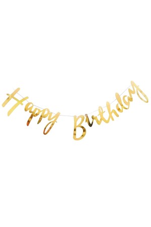 Goldfarbenes „Happy Birthday“-Kursivtext-glänzendes Ornament - 1