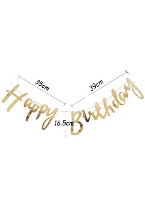 Goldfarbenes „Happy Birthday“-Kursivtext-glänzendes Ornament - 3