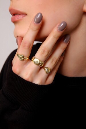 Goldfarbenes Vintage-Ringset für Damen - 2