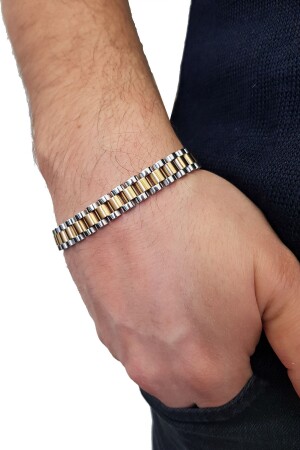 Goldgraues 316-L-Stahl-Glänzendes und mattes Herrenarmband Ed02bysr - 5