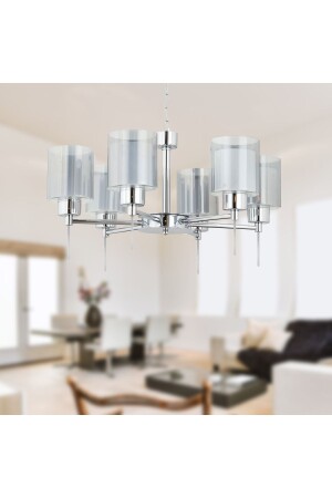 Goldie 6 Lı Krom Kaplama Modern Yatak Odası Salon Avize 3422-06-CH - Apliqa