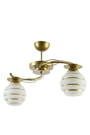 Goldina Modern Plofonyer Gold Kasa Simli Camlı Salon - Mutfak - Yatak Odası 2 Li Avize GOLDİNAAVİZE - 3