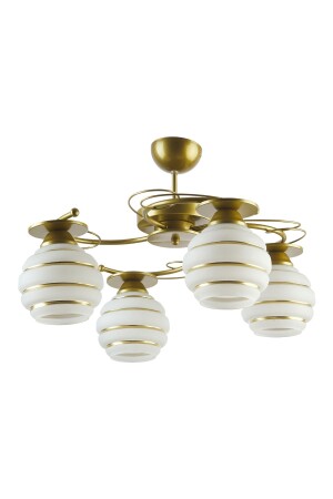 MNZ-Goldina قماش زرقاء عصري من طراز Plofonyer زرقاء زجاج غرفة المعيشة - المطبخ - غرفة النوم 4 قطع شمعة GOLDİNA - Fer Avize