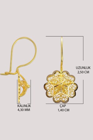 Goldohrringe für Damen, 14 Karat Gold, baumelnde Rosenohrringe, 2–50 cm - 7