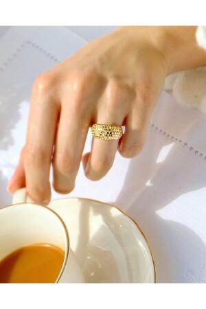 Goldring mit Pailletten-Design (14 Karat) - 1