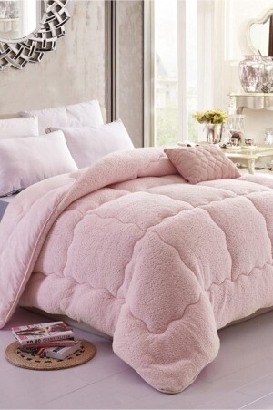 Goldrise Double 63 Thread Luxuriöse doppelseitige Welsoft-Baumwoll-Silikon-Steppdecke 195 x 215 Puder - Goldrise