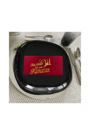 Goldvergoldete weinrote Serviette „Welcome to the City of Ramadan“ 16-tlg - 2