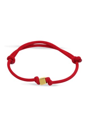 Goldwürfel-Armband mit roter Schnur, 14 Karat BLK0004 - 1