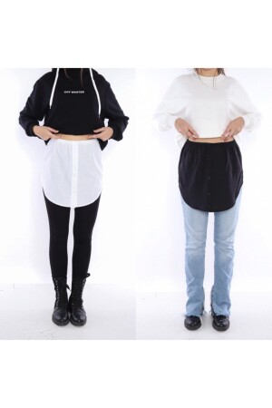 Gömlek Etek Kurtarıcı Içlik Etek 2'li Paket Poplin Siyah-beyaz - Bireysa