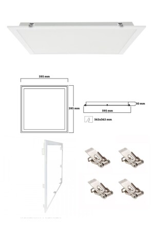 Gömme Led Armatur, Alçıpen Tavan 60x60 Led Panel, Sıva Üstü 54watt Led Panel, Beyaz Işık 6500k-beyaz Led-3000 - 4