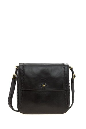 Gön Bahar Siyah Deri Kadın Postacı Çantası 55 Bahar - Gön
