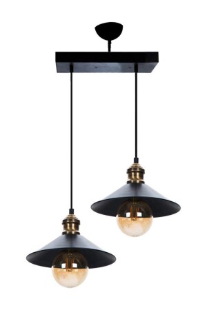 Gönen 2-teilige schwarze Reihe moderne Retro-Pendelleuchte Retro-Wohnzimmer-Kronleuchter 3292-02-BL - 4