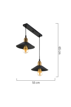 Gönen 2-teilige schwarze Reihe moderne Retro-Pendelleuchte Retro-Wohnzimmer-Kronleuchter 3292-02-BL - 7