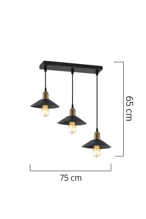 Gönen 3-teilige schwarze Reihe moderne Retro-Pendelleuchte Küche Retro-Wohnzimmer-Kronleuchter 3292-03-BL - 5