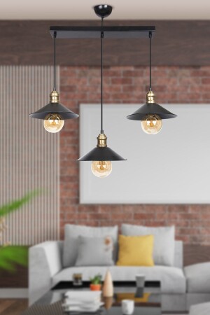 Gönen 3-teilige schwarze Reihe moderne Retro-Pendelleuchte Küche Retro-Wohnzimmer-Kronleuchter 3292-03-BL - 3