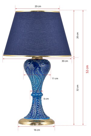 Gordion Tischlampe Lampenschirm Blau gefliest Gold DDABJGRDMV - 3