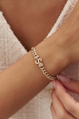 Gourmet-Buchstabenarmband aus 14 Karat Gold mit Kette - 5