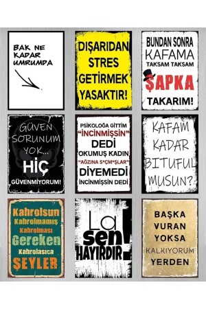 Graffiti Retro Holzposter Gemälde 9 Stück - Baskı Atölyesi