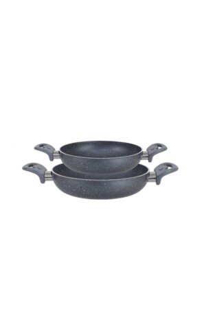 Granit 18/24 cm Eierpfannen-Set, feuerfest, antihaftbeschichtet, kratzfest, Doppelgriff, Omelette-Set, 18/24 cm - 1