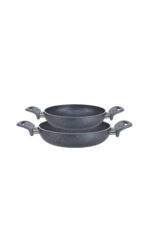 Granit 18/24 cm Eierpfannen-Set, feuerfest, antihaftbeschichtet, kratzfest, Doppelgriff, Omelette-Set, 18/24 cm - 2