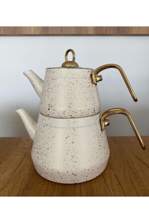 كوب شاي كبير من غرانيت MNZ مع معقب ذهبية معدنية 2.7 TL - Yıldız çelik