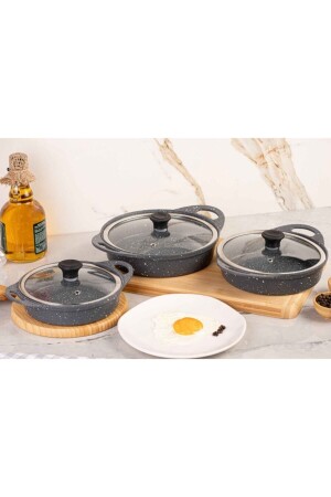 Granit Döküm 3 Lü Sahan Set Gri lisa006 - 1