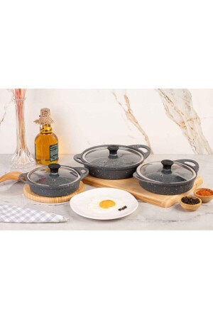 Granit Döküm 3 Lü Sahan Set Gri lisa006 - 3