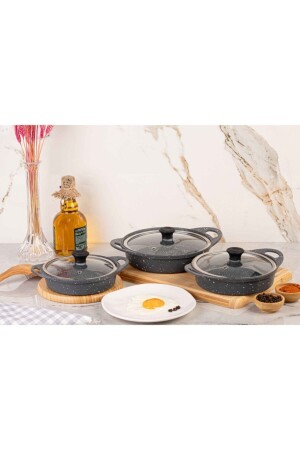 Granit Döküm 3 Lü Sahan Set Gri lisa006 - 4