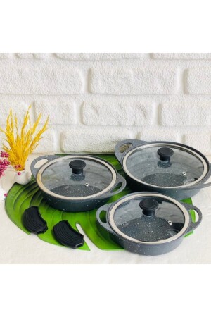 Granit Döküm 3 Lü Sahan Set Gri lisa006 - 7