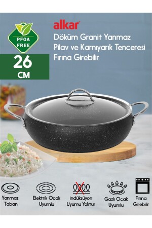 Granit Döküm Pilav Tenceresi Fırına Girebilir Metal Saplı Pilav Tenceresi 26-28-30 cm GRANİTPİLAVTENCERESİ - 2