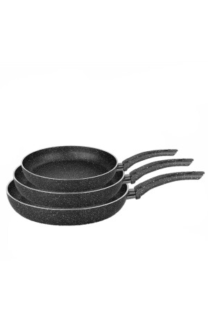 Granit-Pfannen-Set, 3 Größen, 18–22–26 cm, feuerfeste Antihaftbeschichtung, Granit-Sonderserie - 2