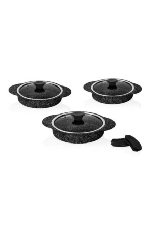 Granit Plus 3 Lü Sahan Seti Slikonlu Siyah 3521 8681893335893 - Taç