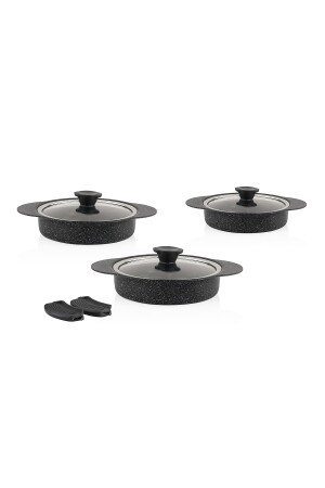 Granit Plus 3-teiliges Pfannenset mit steckbarem Silikongriff, Schwarz TAC-3521 - 5