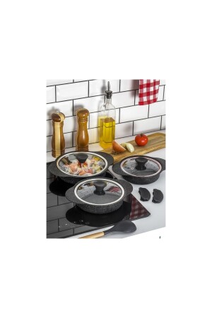 Granit Plus 3-teiliges Pfannenset mit steckbarem Silikongriff, Schwarz TAC-3521 - 6