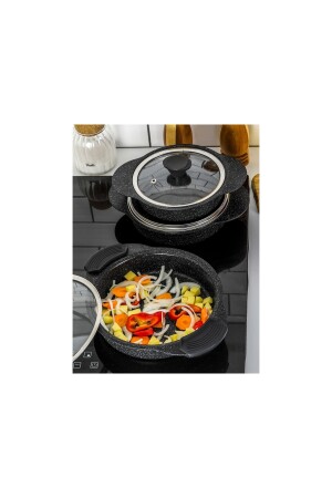 Granit Plus 3-teiliges Pfannenset mit steckbarem Silikongriff, Schwarz TAC-3521 - 7