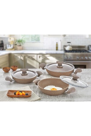 Granit Sahan Set 6 Parça 18-20-22 Cm Kahverengi 3004040506skah OMS.0141 - 3