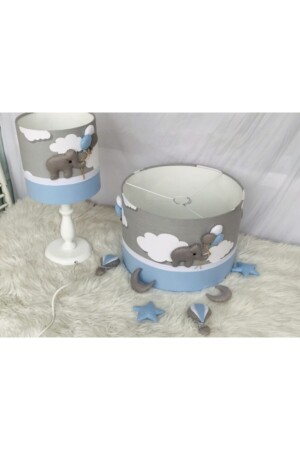 Grau Cloudy Elephant Blue Baby Kinderzimmer Kronleuchter Lampenschirm Set Avizeabajurtakım1 - 6