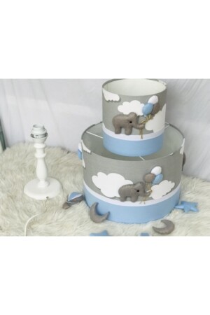 Grau Cloudy Elephant Blue Baby Kinderzimmer Kronleuchter Lampenschirm Set Avizeabajurtakım1 - 8