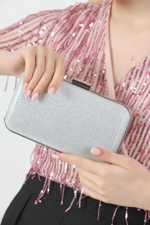 Grau gestreifte Abendkleid-Clutch - 3