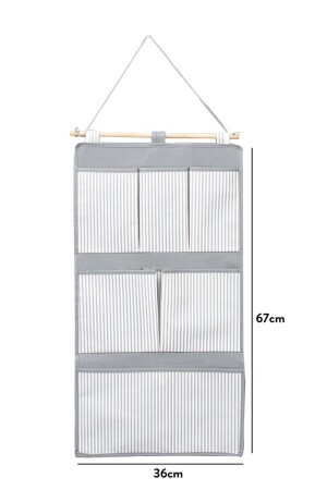 Grau gestreifter Wandorganizer mit 3 Etagen - 6