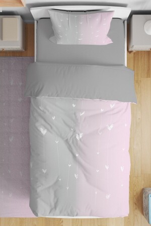 Grau-rosa Seil-Herzen-gemustertes Einzelbett-Set für Babys und Kinder - Evpanya