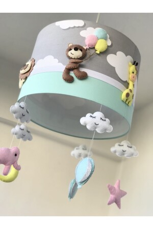 Grau wolkig mintgrün gemischte Tierfigur Baby Mädchen Kinderzimmer Kronleuchter TIER1 - 6