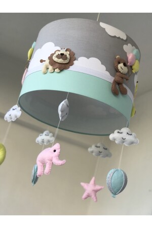 Grau wolkig mintgrün gemischte Tierfigur Baby Mädchen Kinderzimmer Kronleuchter TIER1 - 7