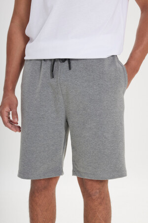 Graue, bequeme Sport-Strickshorts für Herren mit Standard-Passform in Grau 4A9521200002 - 3