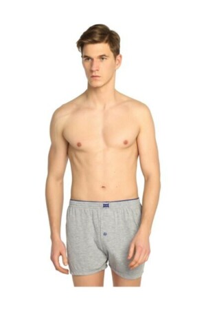 Graue Herren-Boxershorts aus gekämmter Baumwolle mit Knöpfen im 10er-Pack - 1